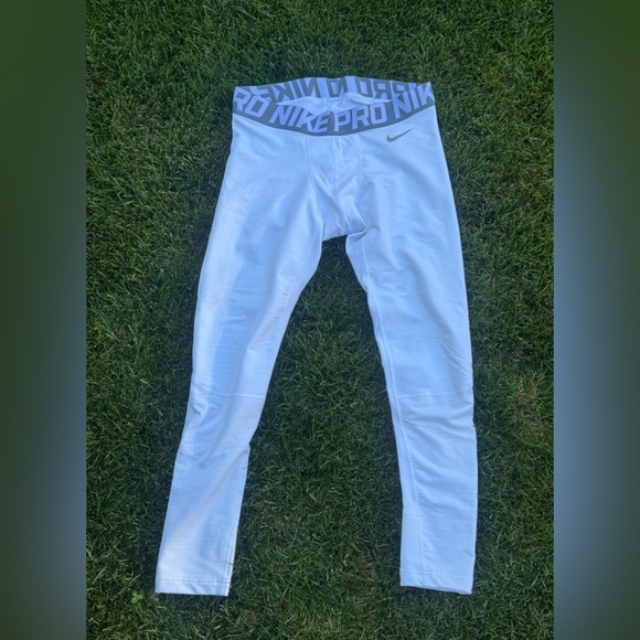 Nike Pro  MENS White Leggings TIGHTS RUNNING XXL - Picture 1 of 6